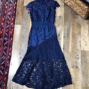 Navy blue lace dress.